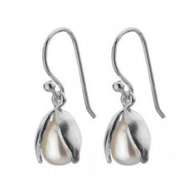 Snowdrop Earrings with a Freshwater Pearl